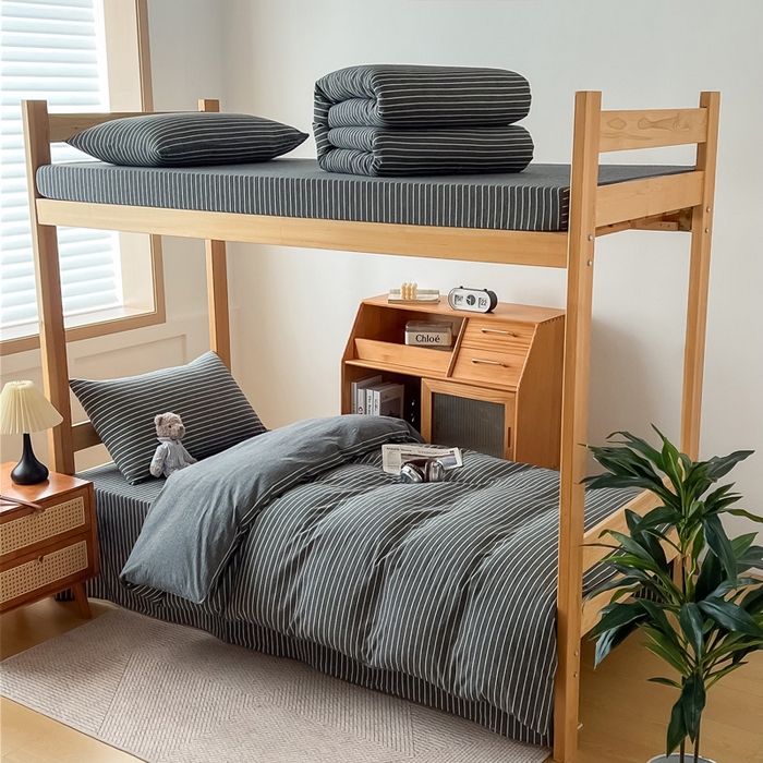 91家纺网 家纺一手货源 找家纺 （总）鸣升家纺 2025新款全棉纯棉色织水洗棉学生三件套