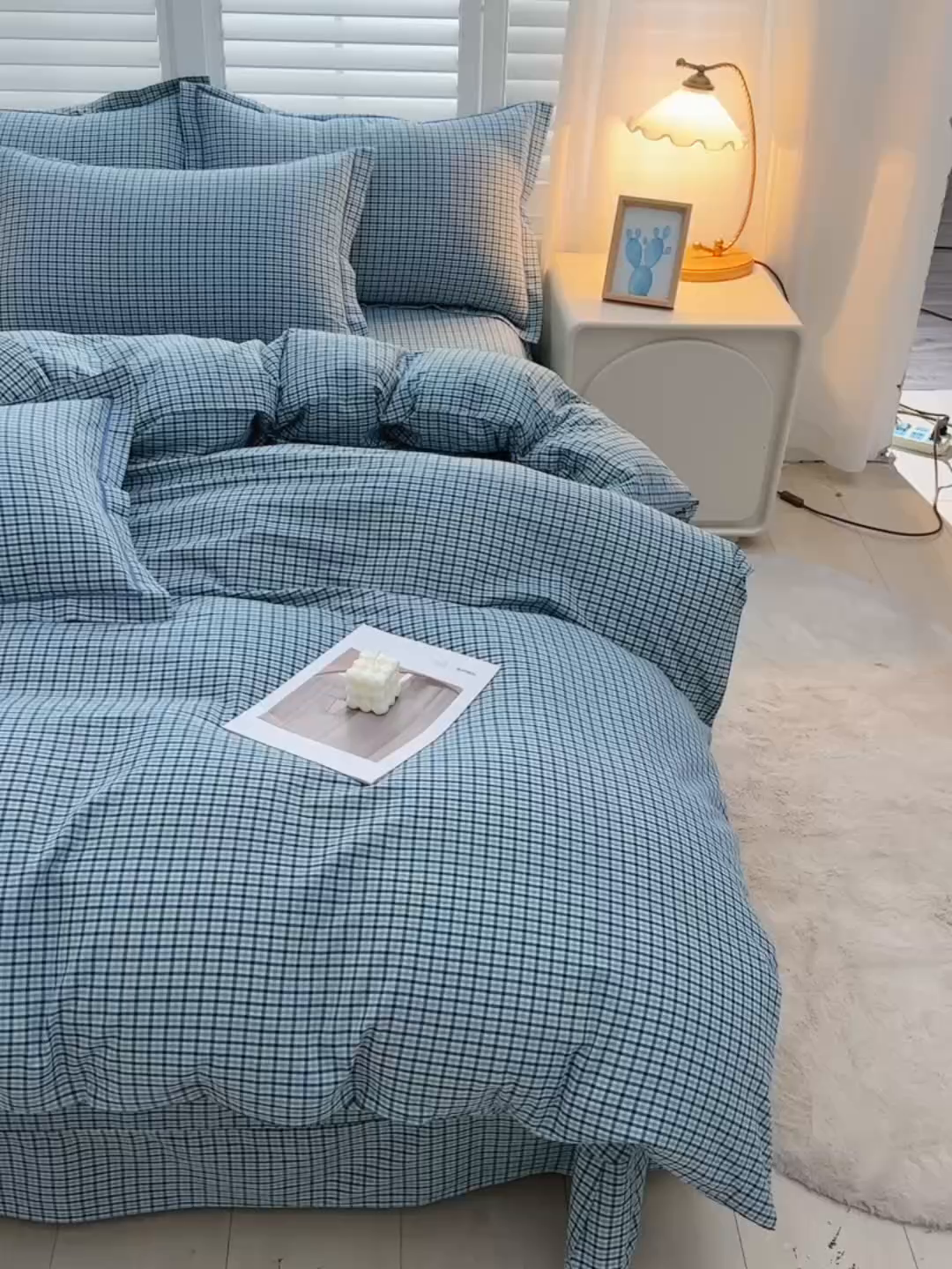 91家纺网 家纺一手货源 找家纺 润淳家居 2025新款A类全棉水洗棉四件套三件套童年 蓝