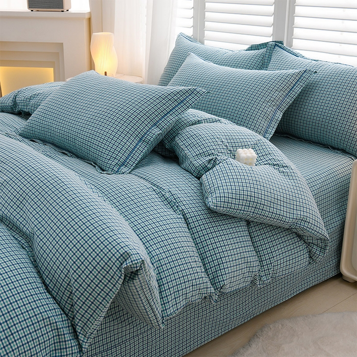 91家纺网 家纺一手货源 找家纺 润淳家居 2025新款A类全棉水洗棉四件套三件套童年 蓝