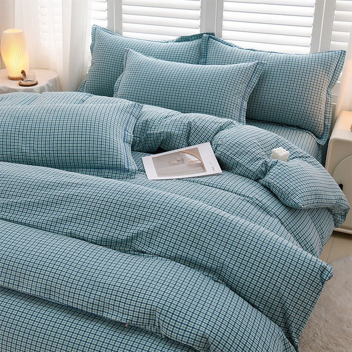 91家纺网 家纺一手货源 找家纺 润淳家居 2025新款A类全棉水洗棉四件套三件套童年 蓝