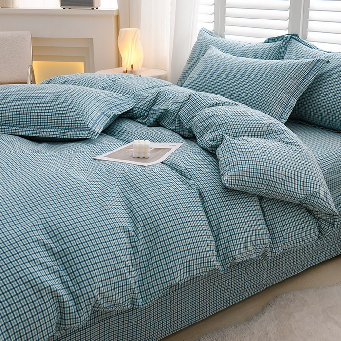 91家纺网 家纺一手货源 找家纺 润淳家居 2025新款A类全棉水洗棉四件套三件套童年 蓝