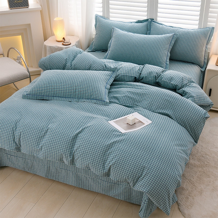 91家纺网 家纺一手货源 找家纺 润淳家居 2025新款A类全棉水洗棉四件套三件套童年 蓝