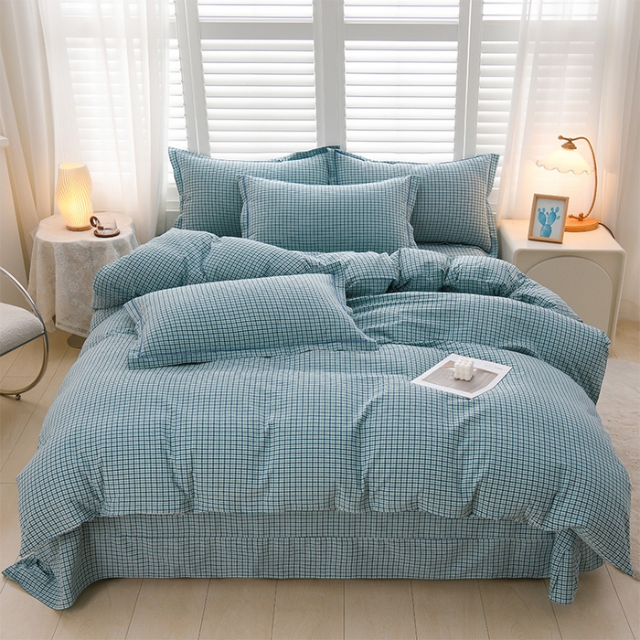 润淳家居 2025新款A类全棉水洗棉四件套三件套童年 蓝