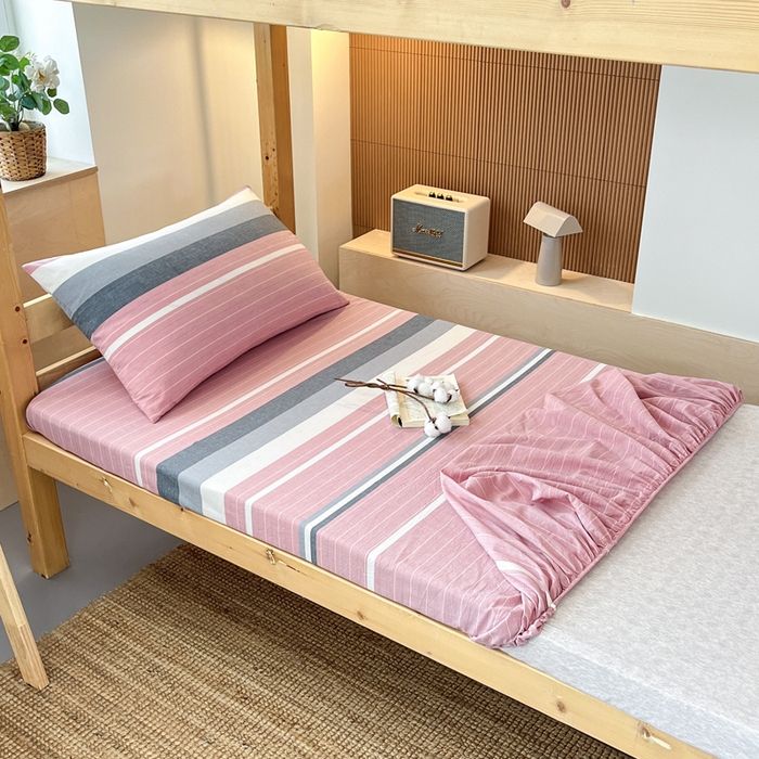 91家纺网 家纺一手货源 找家纺 鸣升家纺 2025新款全棉纯棉色织水洗棉学生三件套 格林粉