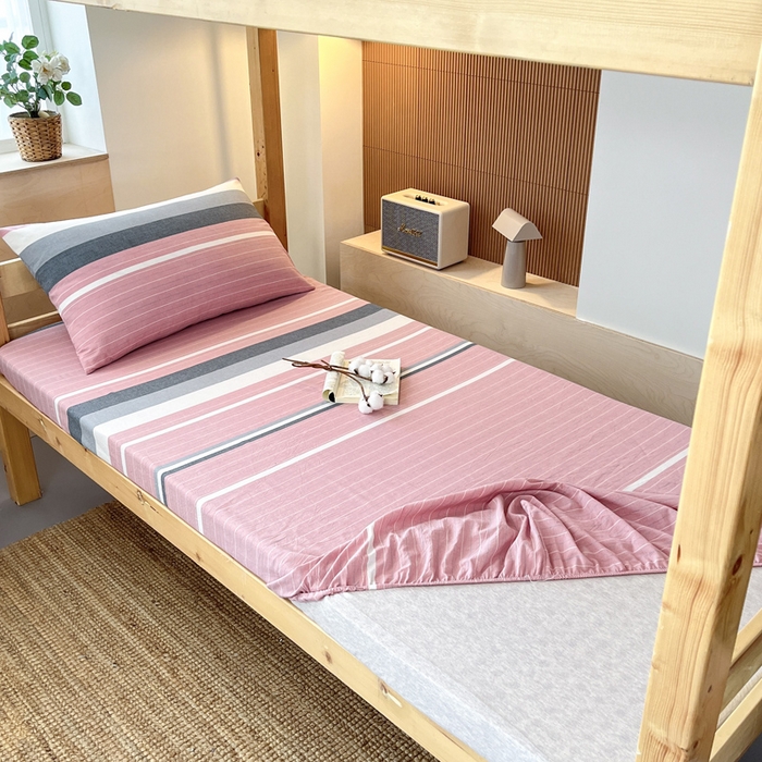 91家纺网 家纺一手货源 找家纺 鸣升家纺 2025新款全棉纯棉色织水洗棉学生三件套 格林粉