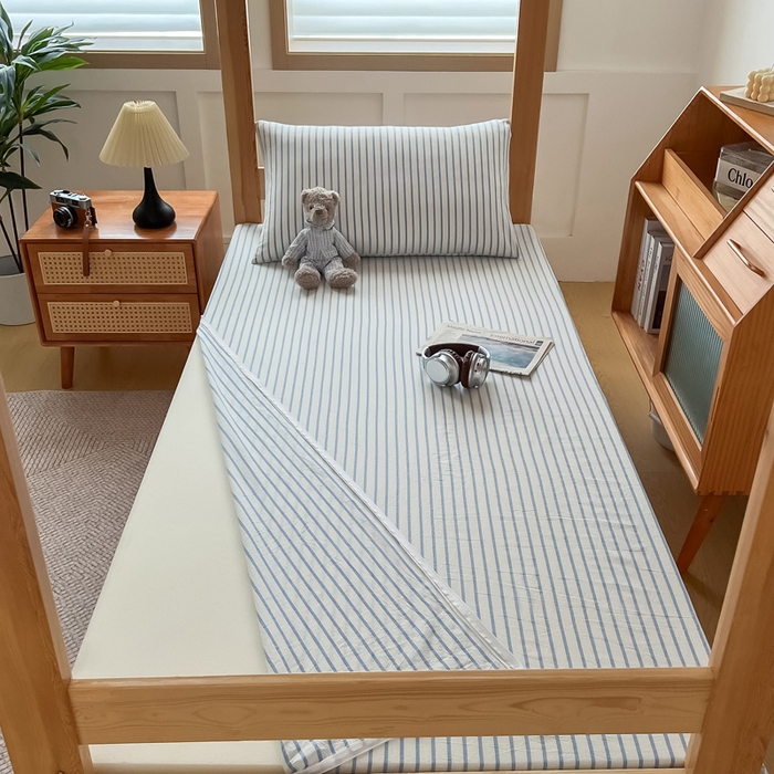 91家纺网 家纺一手货源 找家纺 鸣升家纺 2025新款全棉纯棉色织水洗棉学生三件套 青春-海兰