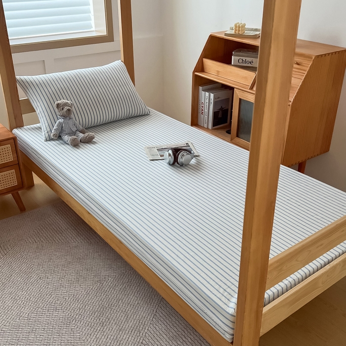 91家纺网 家纺一手货源 找家纺 鸣升家纺 2025新款全棉纯棉色织水洗棉学生三件套 青春-海兰