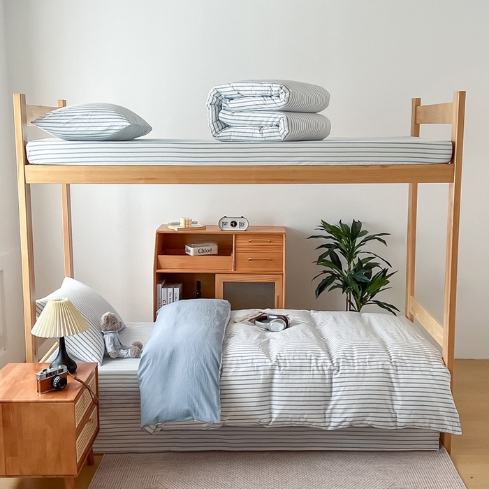 91家纺网 家纺一手货源 找家纺 鸣升家纺 2025新款全棉纯棉色织水洗棉学生三件套 青春-海兰