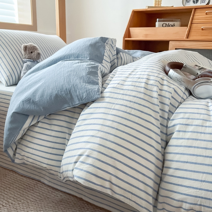 91家纺网 家纺一手货源 找家纺 鸣升家纺 2025新款全棉纯棉色织水洗棉学生三件套 青春-海兰