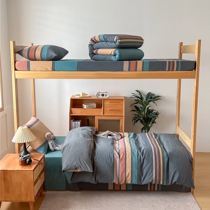 91家纺网 家纺一手货源 找家纺 鸣升家纺 2025新款全棉纯棉色织水洗棉学生三件套 希尔威亚兰