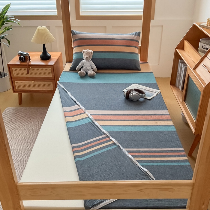 91家纺网 家纺一手货源 找家纺 鸣升家纺 2025新款全棉纯棉色织水洗棉学生三件套 希尔威亚兰