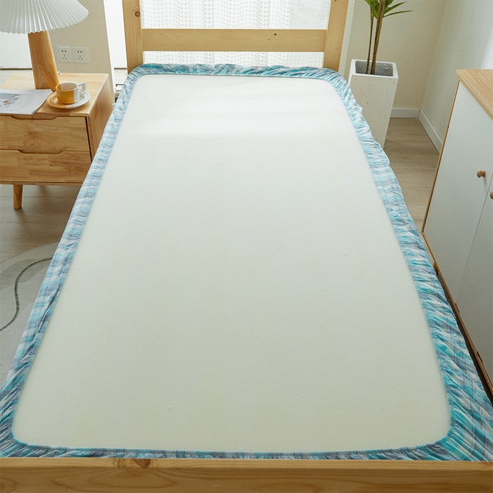 91家纺网 家纺一手货源 找家纺 鸣升家纺 2025新款全棉纯棉色织水洗棉学生三件套 星空绿