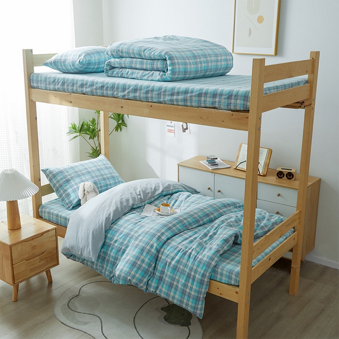 （总）九沐良品 2025新款全棉纯棉色织水洗棉学生三件套宿舍三件套上下铺三件套