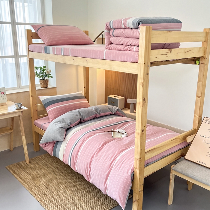 91家纺网 家纺一手货源 找家纺 （总）九沐良品 2025新款全棉纯棉色织水洗棉学生三件套宿舍三件套上下铺三件套