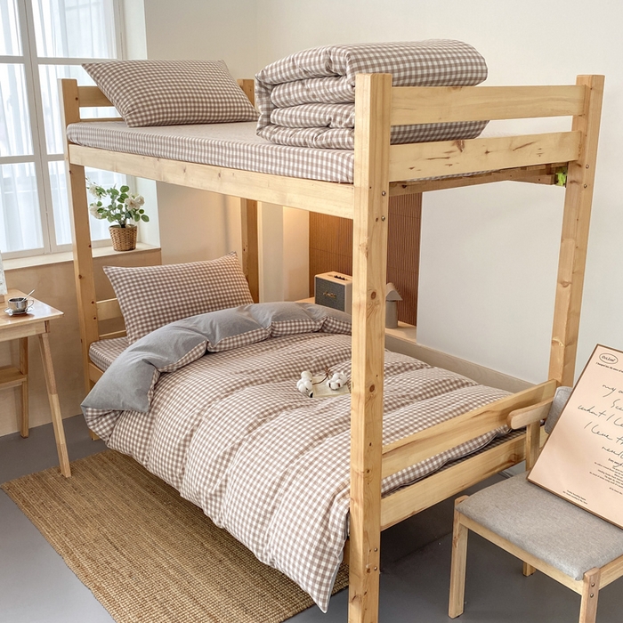 91家纺网 家纺一手货源 找家纺 （总）九沐良品 2025新款全棉纯棉色织水洗棉学生三件套宿舍三件套上下铺三件套