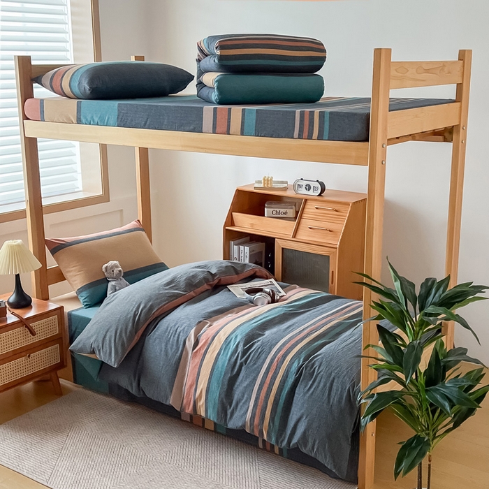 91家纺网 家纺一手货源 找家纺 （总）九沐良品 2025新款全棉纯棉色织水洗棉学生三件套宿舍三件套上下铺三件套