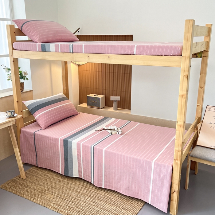 91家纺网 家纺一手货源 找家纺 九沐良品 2025新款全棉纯棉色织水洗棉学生三件套宿舍三件套上下铺三件套 格林粉