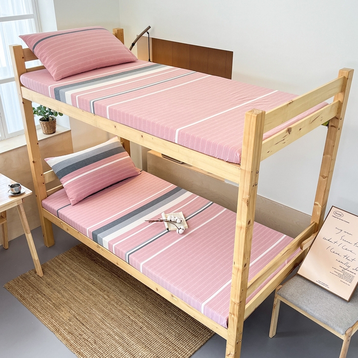 91家纺网 家纺一手货源 找家纺 九沐良品 2025新款全棉纯棉色织水洗棉学生三件套宿舍三件套上下铺三件套 格林粉