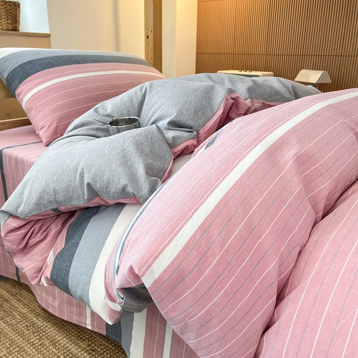 91家纺网 家纺一手货源 找家纺 九沐良品 2025新款全棉纯棉色织水洗棉学生三件套宿舍三件套上下铺三件套 格林粉