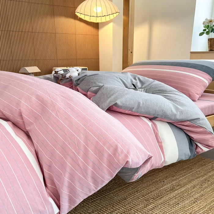 91家纺网 家纺一手货源 找家纺 九沐良品 2025新款全棉纯棉色织水洗棉学生三件套宿舍三件套上下铺三件套 格林粉