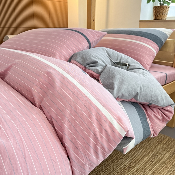 91家纺网 家纺一手货源 找家纺 九沐良品 2025新款全棉纯棉色织水洗棉学生三件套宿舍三件套上下铺三件套 格林粉