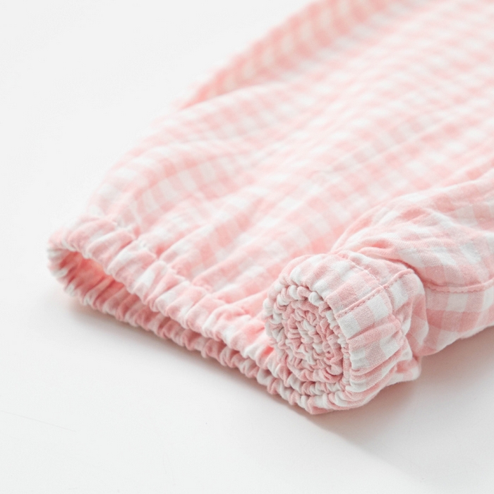 91家纺网 家纺一手货源 找家纺 玖弘家居 2025新款全棉双层纱长袖家居服【控价 抖音69.9  视频号  69.9   小红书  89】 女款糖果粉短袖