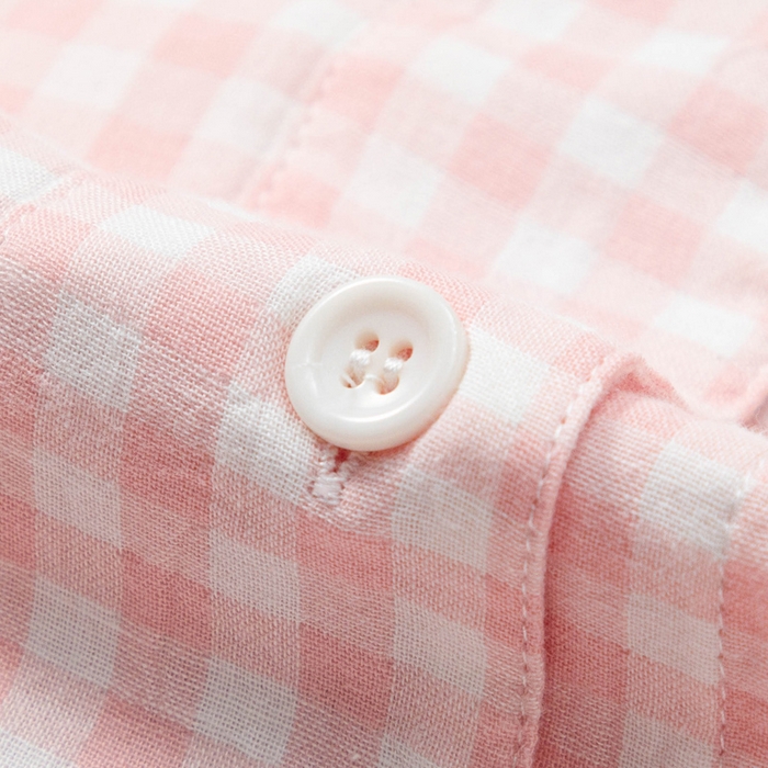 91家纺网 家纺一手货源 找家纺 玖弘家居 2025新款全棉双层纱长袖家居服【控价 抖音69.9  视频号  69.9   小红书  89】 女款糖果粉短袖