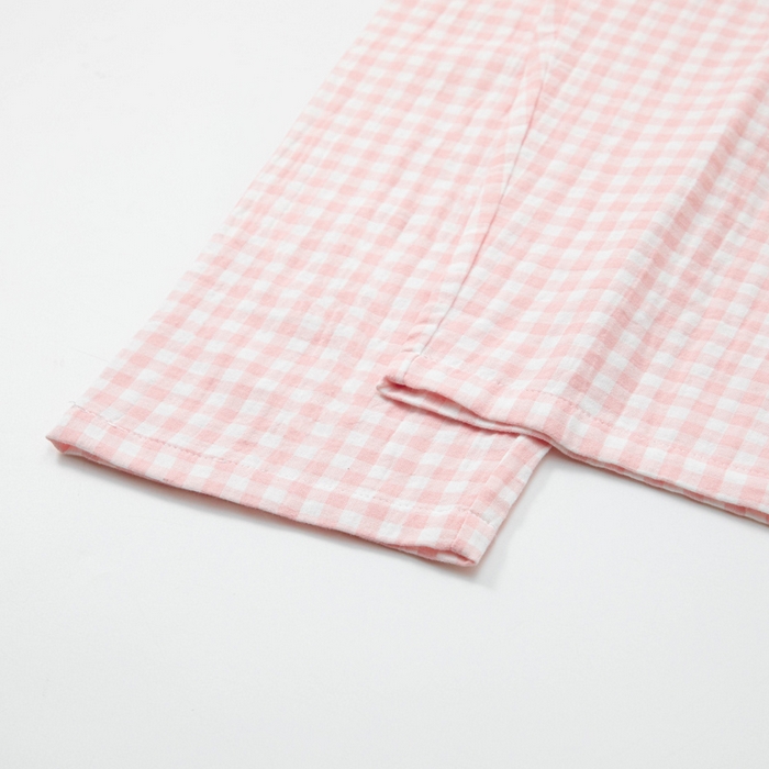 91家纺网 家纺一手货源 找家纺 玖弘家居 2025新款全棉双层纱长袖家居服【控价 抖音69.9  视频号  69.9   小红书  89】 女款糖果粉长袖