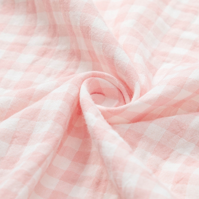 91家纺网 家纺一手货源 找家纺 玖弘家居 2025新款全棉双层纱长袖家居服【控价 抖音69.9  视频号  69.9   小红书  89】 女款糖果粉长袖