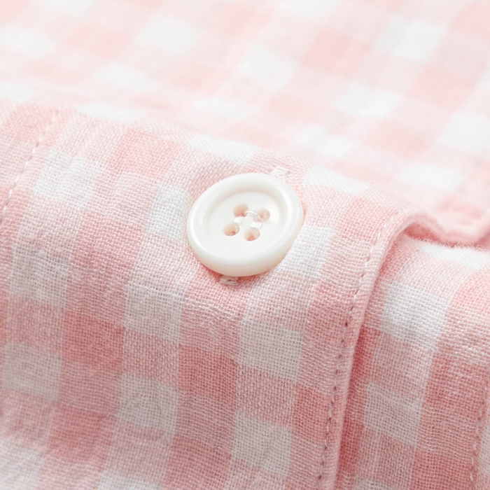 91家纺网 家纺一手货源 找家纺 玖弘家居 2025新款全棉双层纱长袖家居服【控价 抖音69.9  视频号  69.9   小红书  89】 女款糖果粉长袖