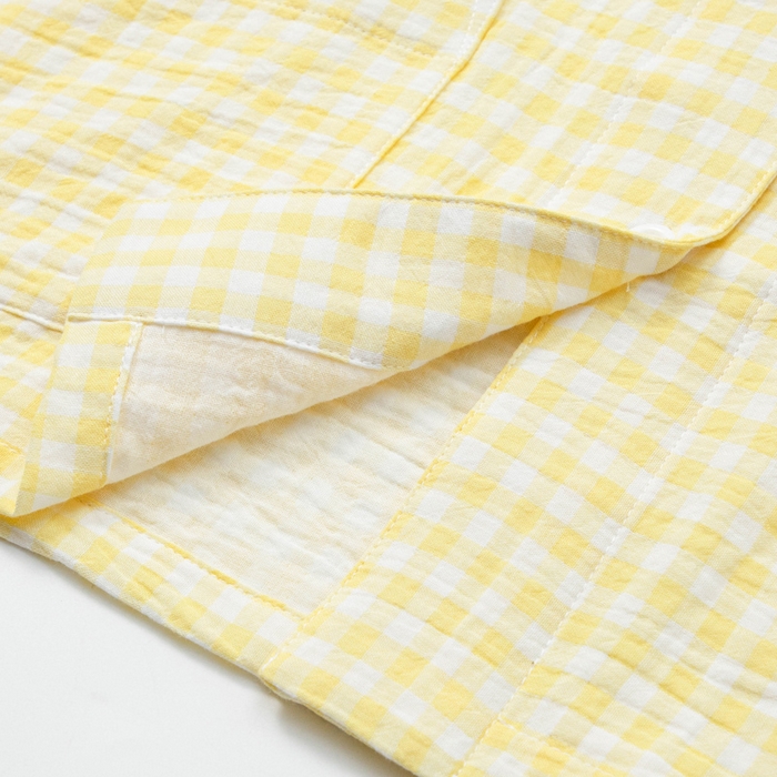 91家纺网 家纺一手货源 找家纺 玖弘家居 2025新款全棉双层纱长袖家居服【控价 抖音69.9  视频号  69.9   小红书  89】 女款糖果黄短袖