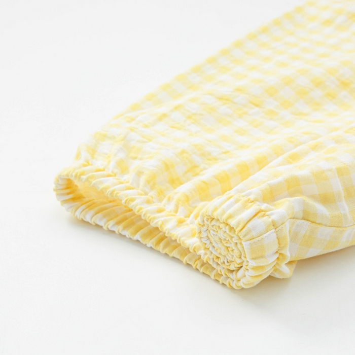 91家纺网 家纺一手货源 找家纺 玖弘家居 2025新款全棉双层纱长袖家居服【控价 抖音69.9  视频号  69.9   小红书  89】 女款糖果黄长袖