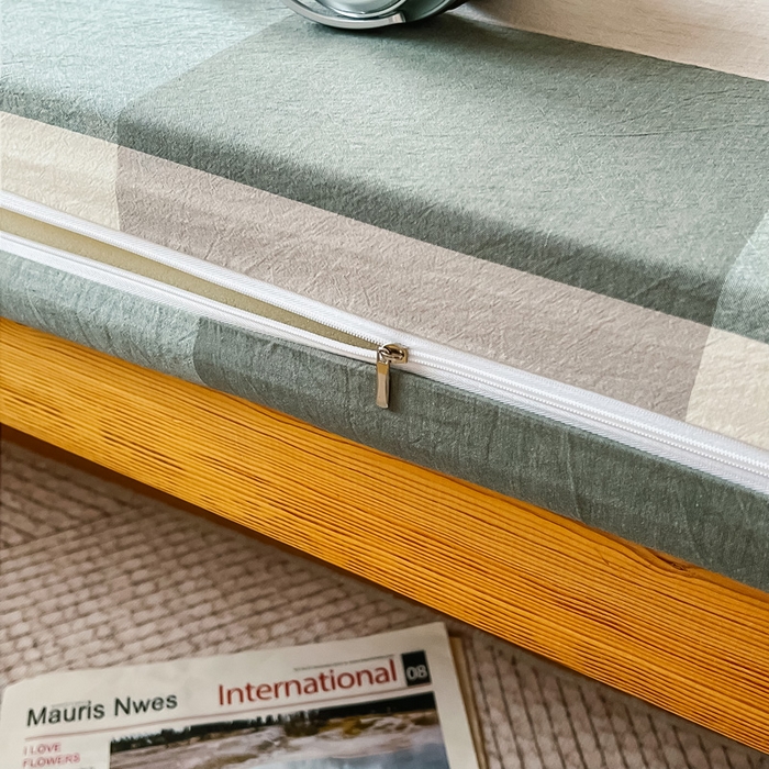 91家纺网 家纺一手货源 找家纺 九沐良品 2025新款全棉纯棉色织水洗棉学生三件套宿舍三件套上下铺三件套 绿大格