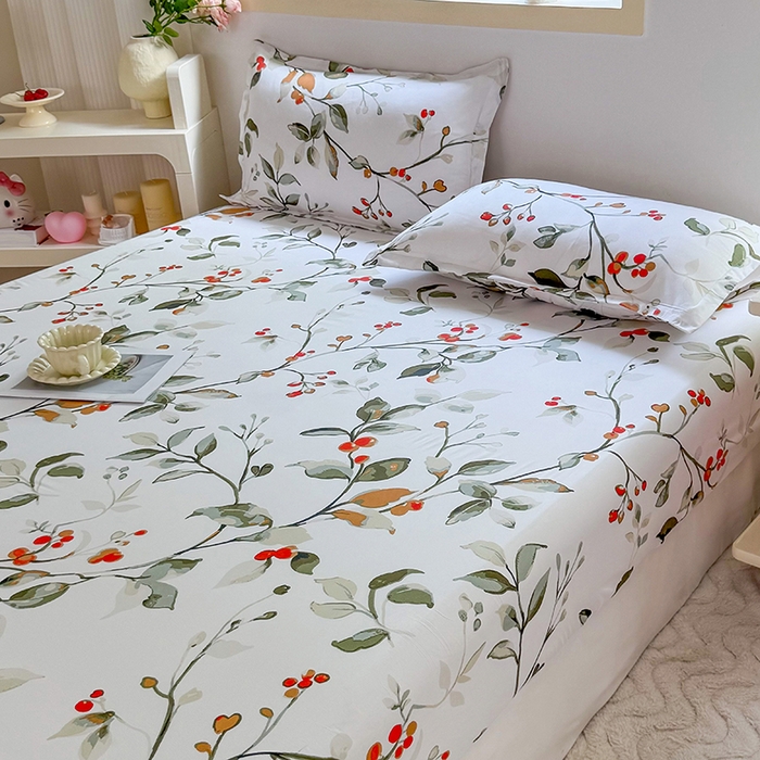 91家纺网 家纺一手货源 找家纺 梵巢家纺 芦荟棉床笠单床笠，外贸跨境单床笠磨毛床笠印花床笠床笠三件套 叶凡浮青