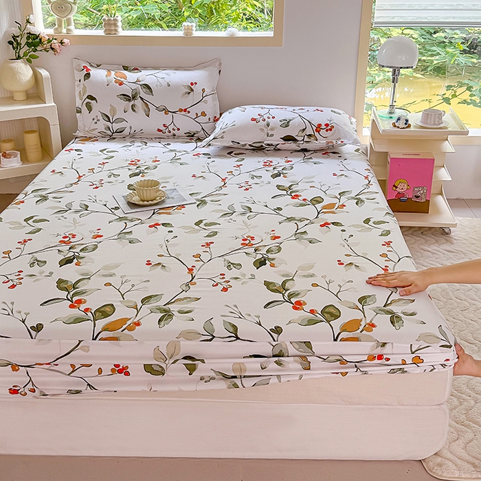 91家纺网 家纺一手货源 找家纺 梵巢家纺 芦荟棉床笠单床笠，外贸跨境单床笠磨毛床笠印花床笠床笠三件套 叶凡浮青