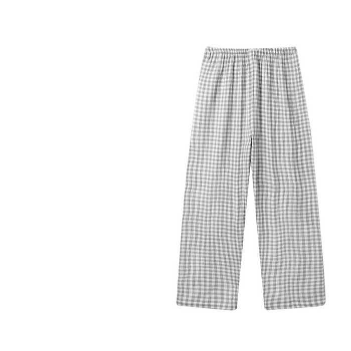 91家纺网 家纺一手货源 找家纺 玖弘家居 2025新款全棉双层纱长袖家居服【控价 抖音69.9  视频号  69.9   小红书  89】 男款糖果灰短袖