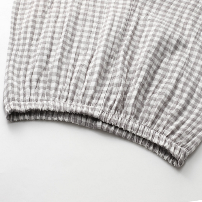 91家纺网 家纺一手货源 找家纺 玖弘家居 2025新款全棉双层纱长袖家居服【控价 抖音69.9  视频号  69.9   小红书  89】 男款糖果灰短袖