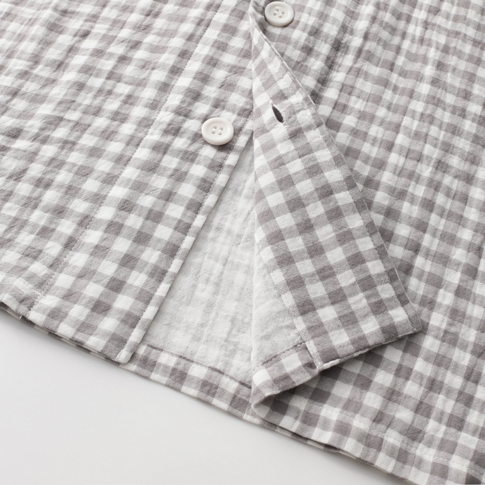 91家纺网 家纺一手货源 找家纺 玖弘家居 2025新款全棉双层纱长袖家居服【控价 抖音69.9  视频号  69.9   小红书  89】 男款糖果灰短袖