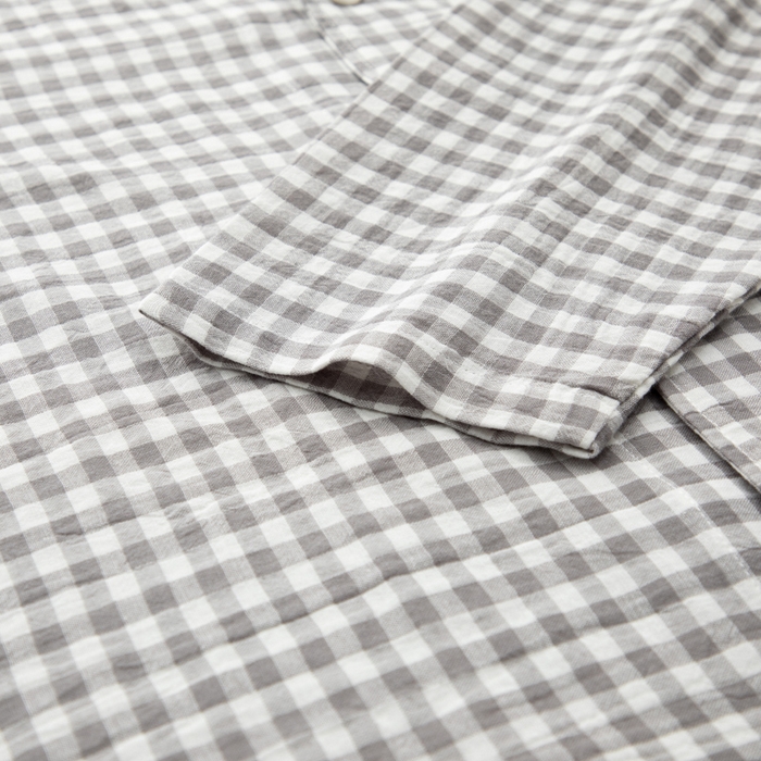 91家纺网 家纺一手货源 找家纺 玖弘家居 2025新款全棉双层纱长袖家居服【控价 抖音69.9  视频号  69.9   小红书  89】 男款糖果灰长袖