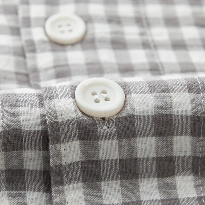 91家纺网 家纺一手货源 找家纺 玖弘家居 2025新款全棉双层纱长袖家居服【控价 抖音69.9  视频号  69.9   小红书  89】 男款糖果灰长袖