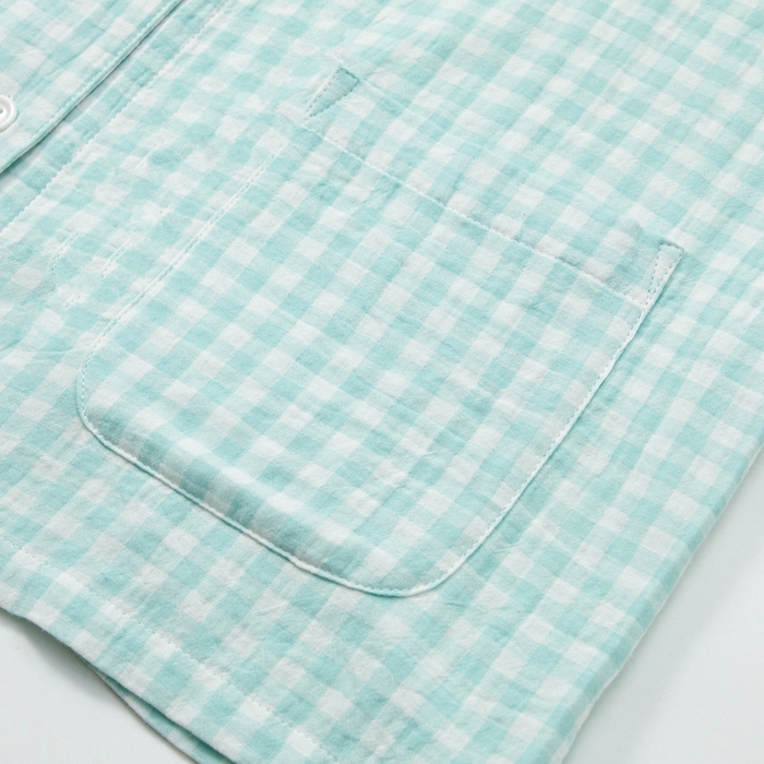 91家纺网 家纺一手货源 找家纺 玖弘家居 2025新款全棉双层纱长袖家居服【控价 抖音69.9  视频号  69.9   小红书  89】 女款糖果绿短袖长裤