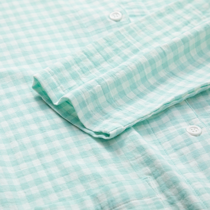 91家纺网 家纺一手货源 找家纺 玖弘家居 2025新款全棉双层纱长袖家居服【控价 抖音69.9  视频号  69.9   小红书  89】 女款糖果绿长袖长裤