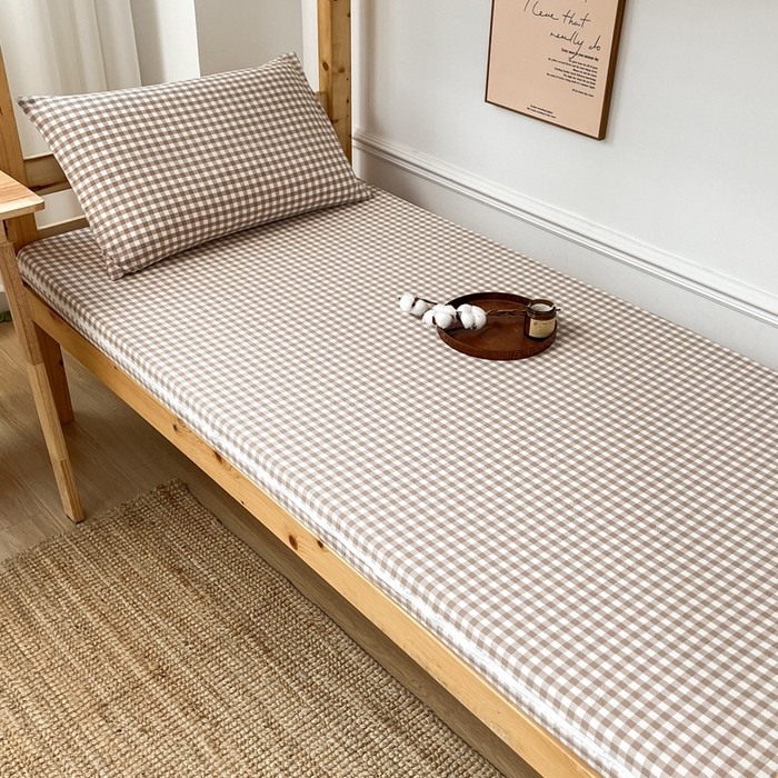 91家纺网 家纺一手货源 找家纺 九沐良品 2025新款全棉纯棉色织水洗棉学生三件套宿舍三件套上下铺三件套 米小格