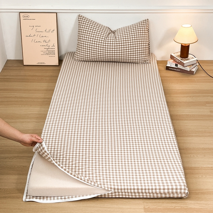 91家纺网 家纺一手货源 找家纺 九沐良品 2025新款全棉纯棉色织水洗棉学生三件套宿舍三件套上下铺三件套 米小格