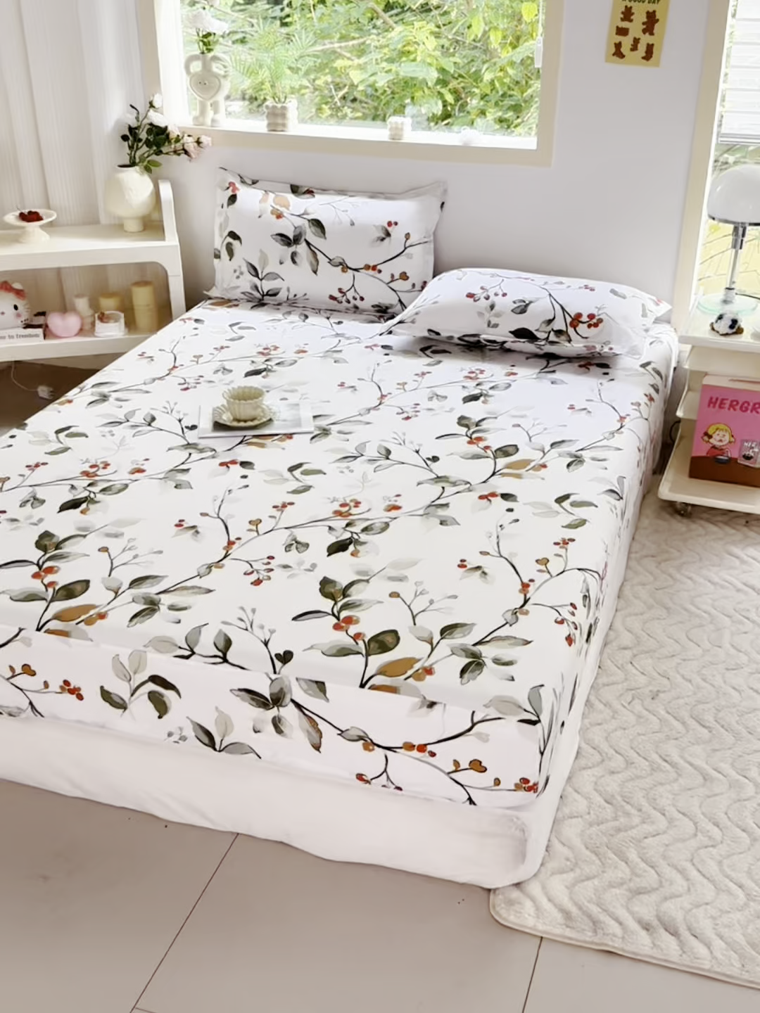 91家纺网 家纺一手货源 找家纺 梵巢家纺 芦荟棉床笠单床笠，外贸跨境单床笠磨毛床笠印花床笠床笠三件套 叶凡浮青