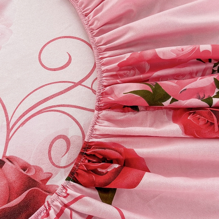 91家纺网 家纺一手货源 找家纺 梵巢家纺 芦荟棉床笠单床笠，外贸跨境单床笠磨毛床笠印花床笠床笠三件套 玫瑰之约