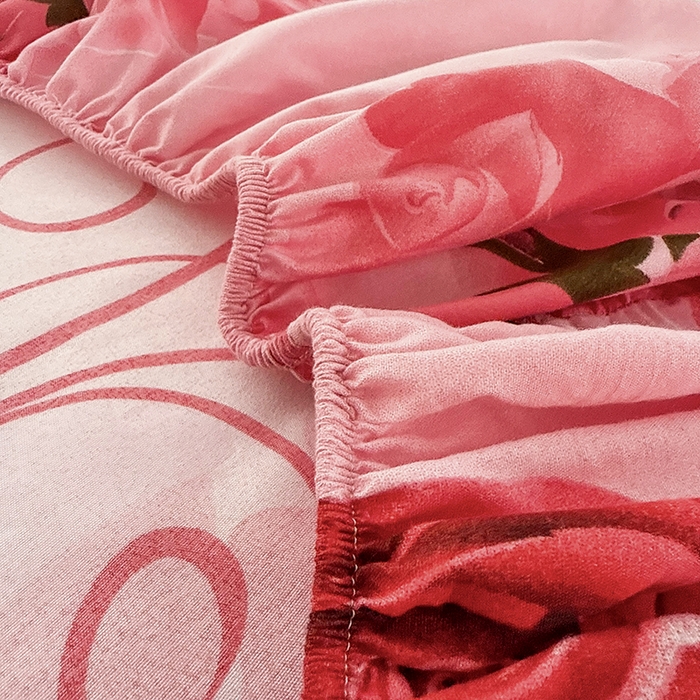 91家纺网 家纺一手货源 找家纺 梵巢家纺 芦荟棉床笠单床笠，外贸跨境单床笠磨毛床笠印花床笠床笠三件套 玫瑰之约