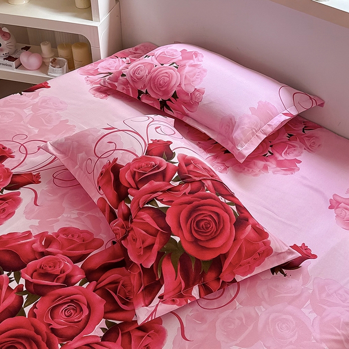 91家纺网 家纺一手货源 找家纺 梵巢家纺 芦荟棉床笠单床笠，外贸跨境单床笠磨毛床笠印花床笠床笠三件套 玫瑰之约