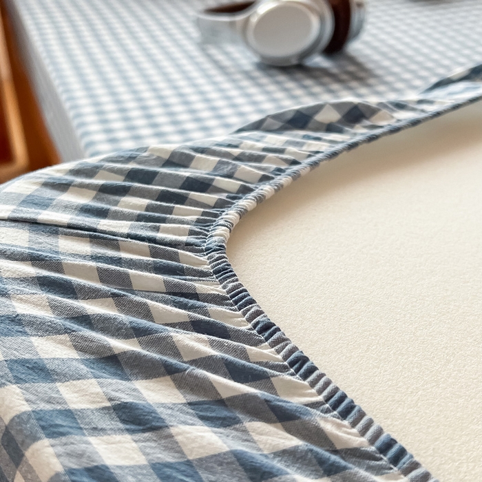 91家纺网 家纺一手货源 找家纺 九沐良品 2025新款全棉纯棉色织水洗棉学生三件套宿舍三件套上下铺三件套 浅蓝小格