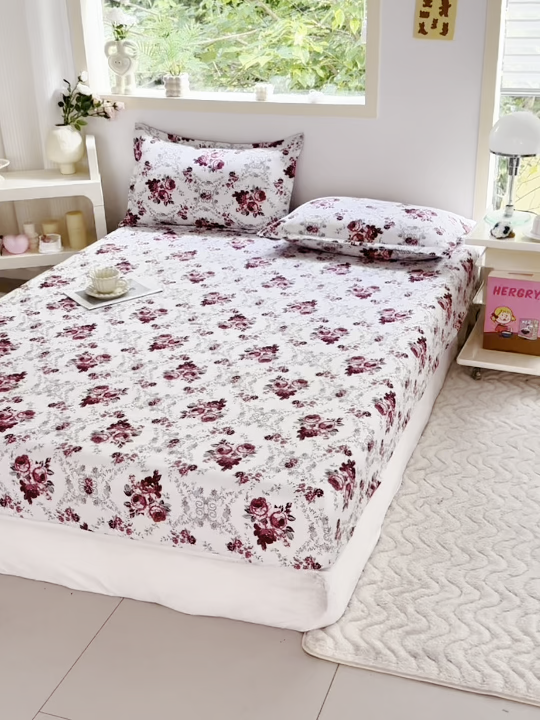 91家纺网 家纺一手货源 找家纺 梵巢家纺 芦荟棉床笠单床笠，外贸跨境单床笠磨毛床笠印花床笠床笠三件套 春意盎然